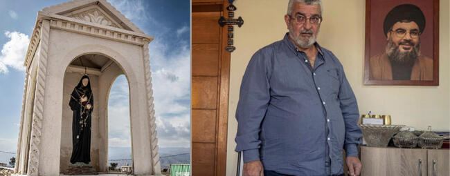 Izq.: un santuario dedicado a Santa Rafqa en Ras Baalbek | Der.: el entrevistado Rifaat Nasrallah (Fotos: Simon Townsley)  